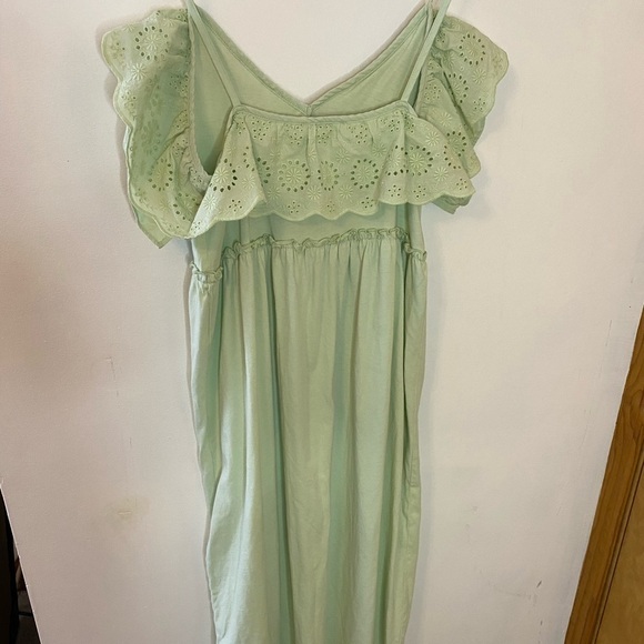 NWOT Zara Mint Green Eyelet Ruffle Midi Sun Dress - Picture 7 of 9